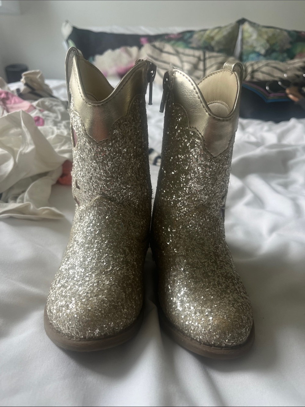 Cole Haan Kids Gold Glitter Western Boots